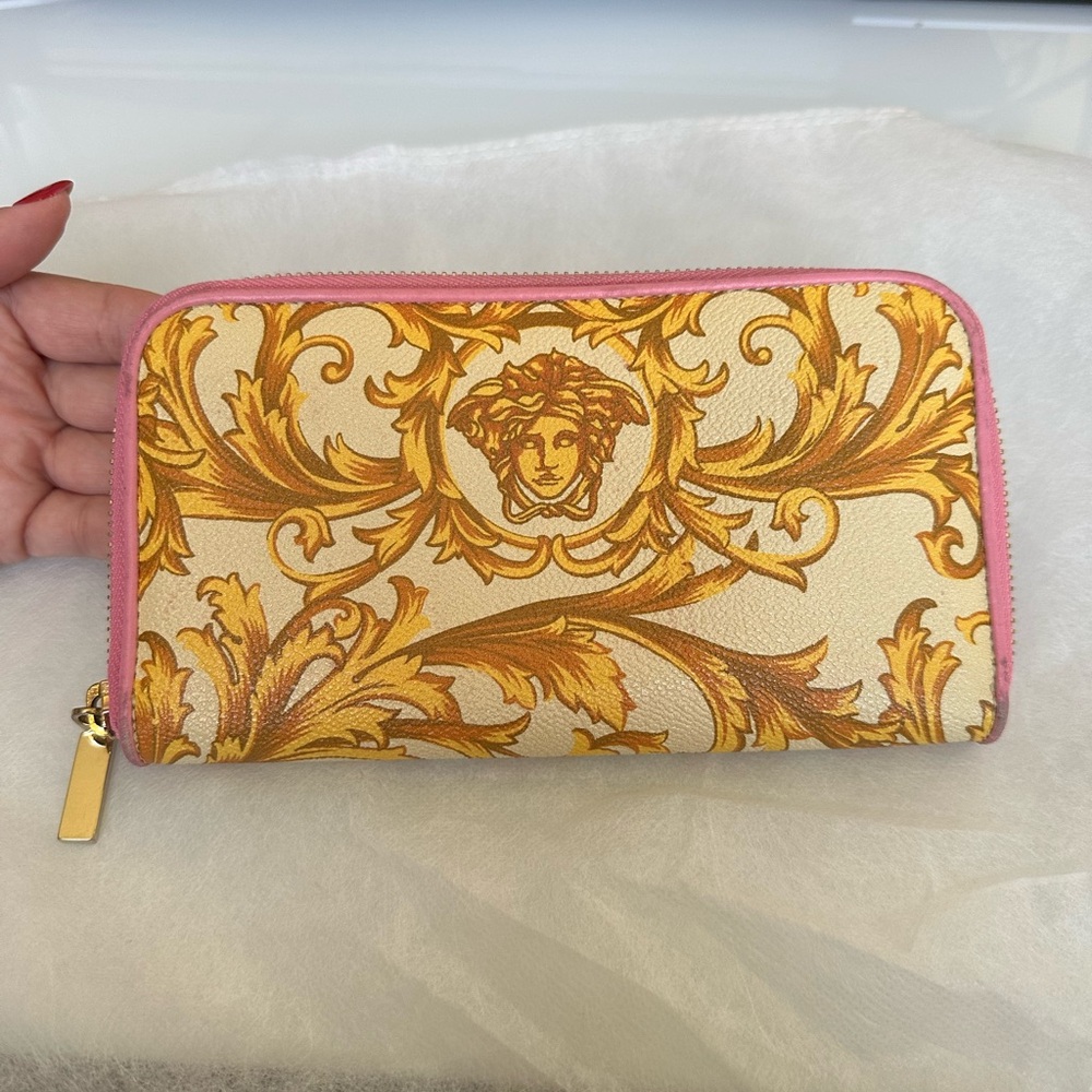 Versace Pink and Gold Baroque Wallet